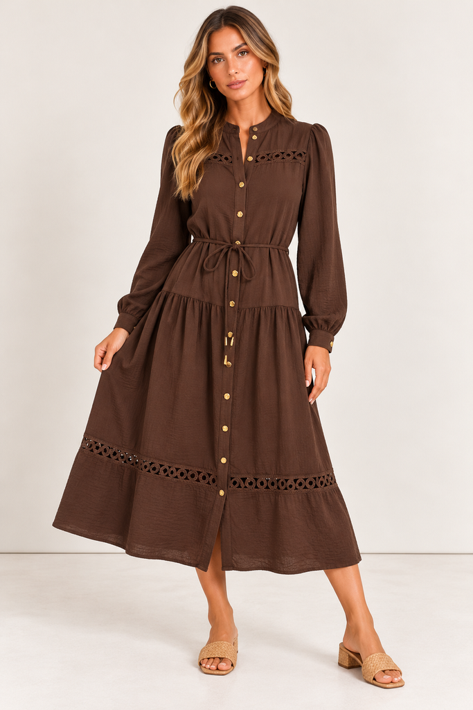 Palmdale Midi Dress -Chocolate