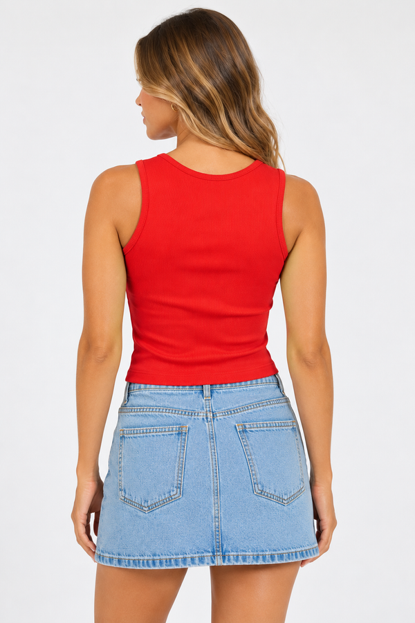 All About Eve Willow Rib Tank-Red