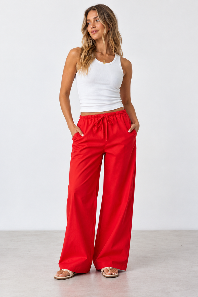 All About Eve Timeless Drawstring Pant-Red