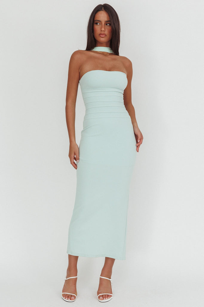 LUNA SOL REVERSE HALTER NECK MAXI MINT