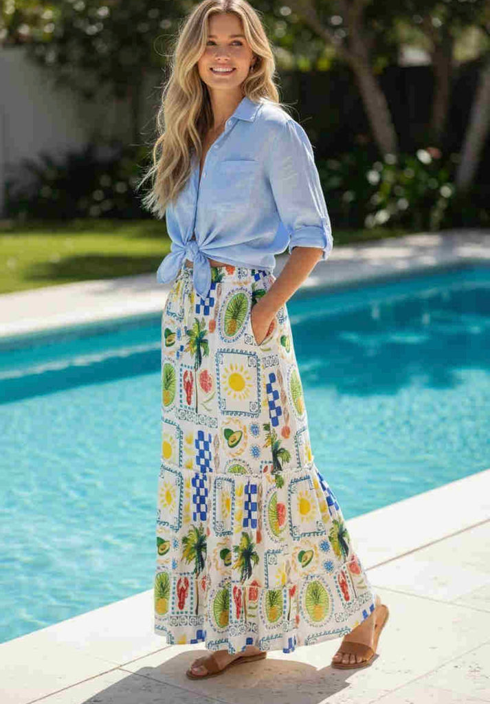 SEDONA MAXI SKIRT TROPICAL PRINT