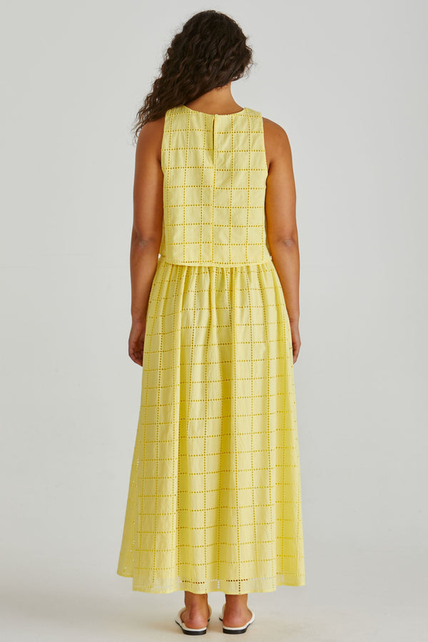 Helmi Broderie Full Skirt - Yellow