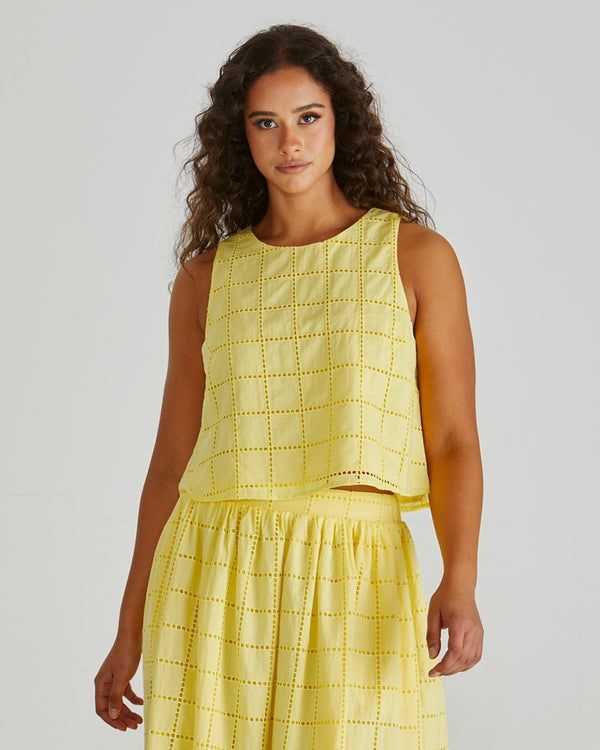 Helmi Broderie Tank - Yellow