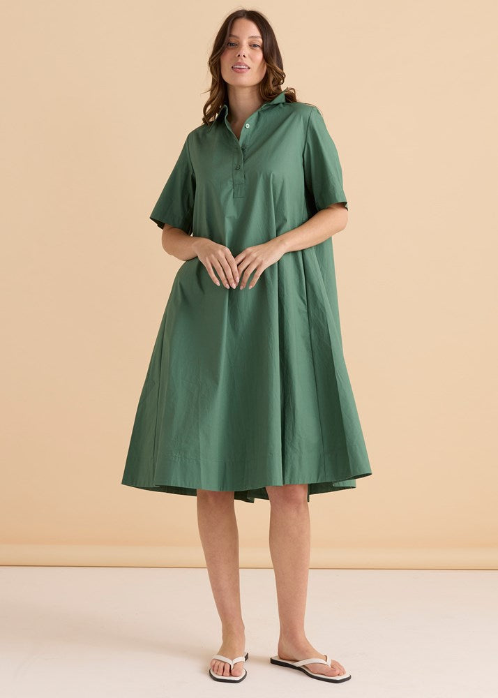 Savannah Swing Shirt Dress - Green