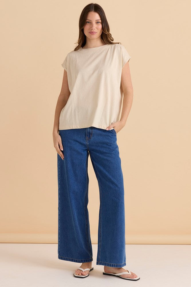 Beth Boatneck Tee - Pebble
