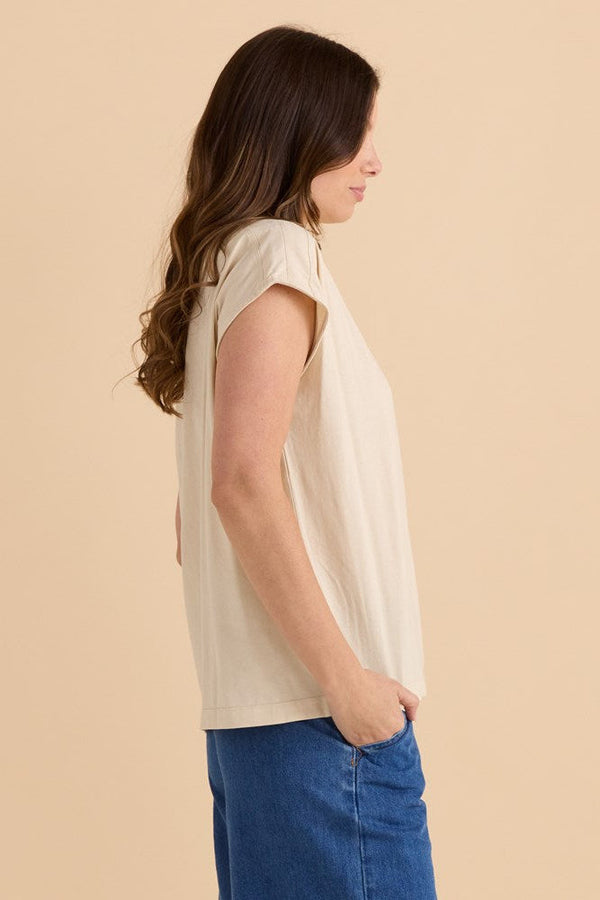 Beth Boatneck Tee - Pebble
