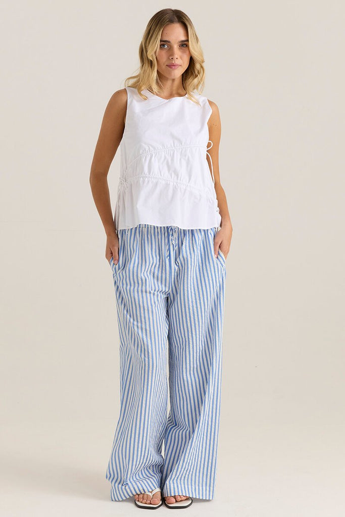 Elin Gathered Tie Top-White