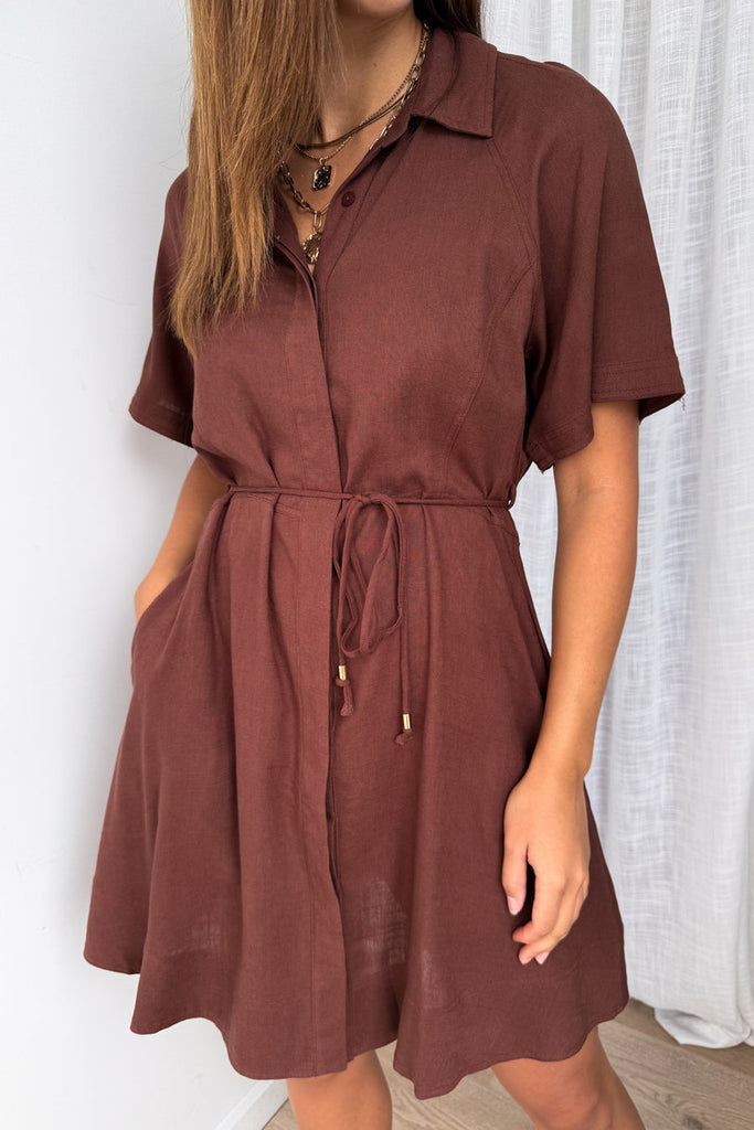 WINTON MINI DRESS CHOCOLATE