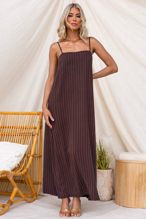 CHELLA MAXI DRESS CHOCOLATE