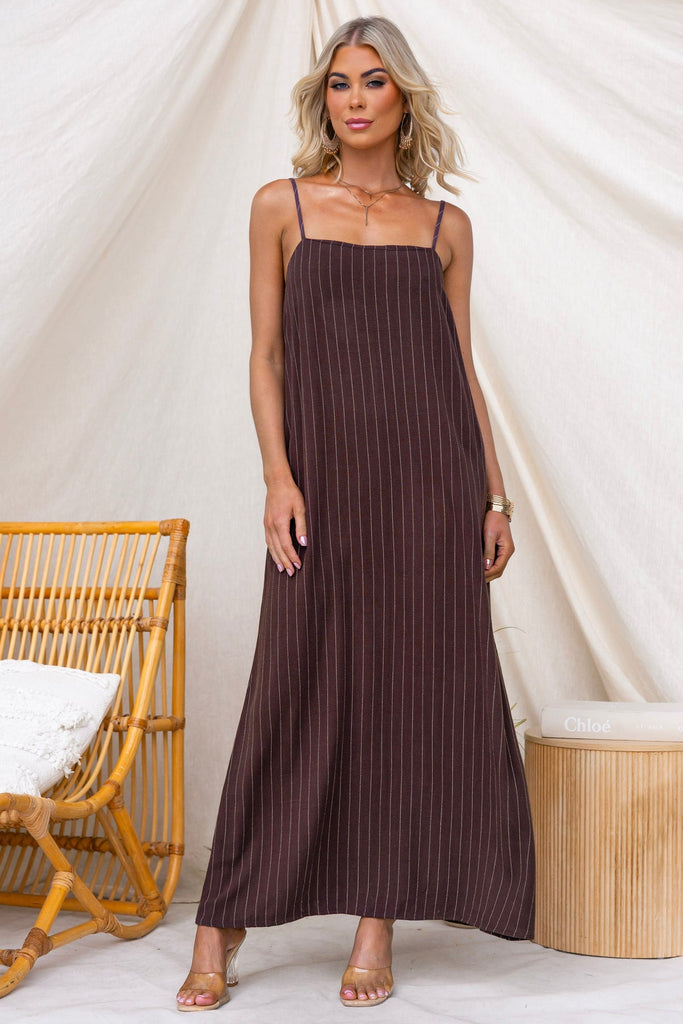 CHELLA MAXI DRESS CHOCOLATE