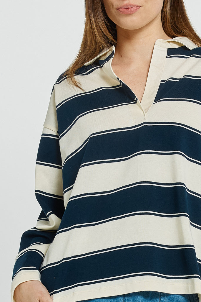 Roland Rugby Top - Navy/Off White
