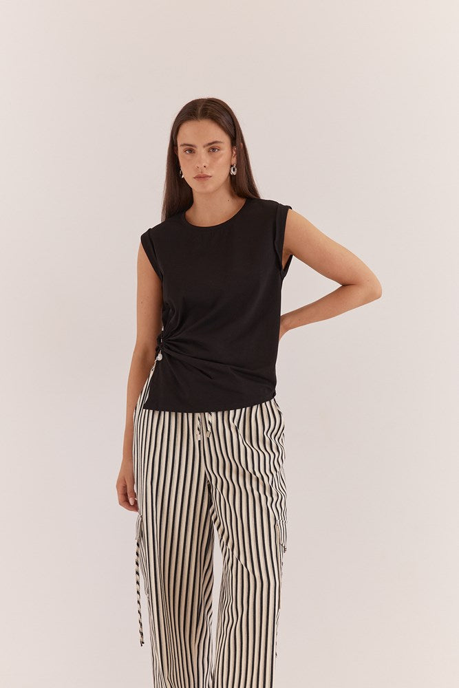 Dianna Stone Trim Tank - Black