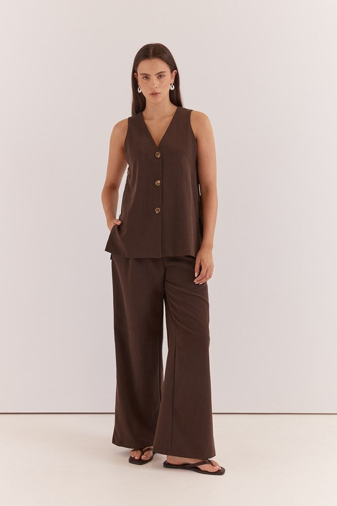 Nevra Side Panel Vest - Chocolate