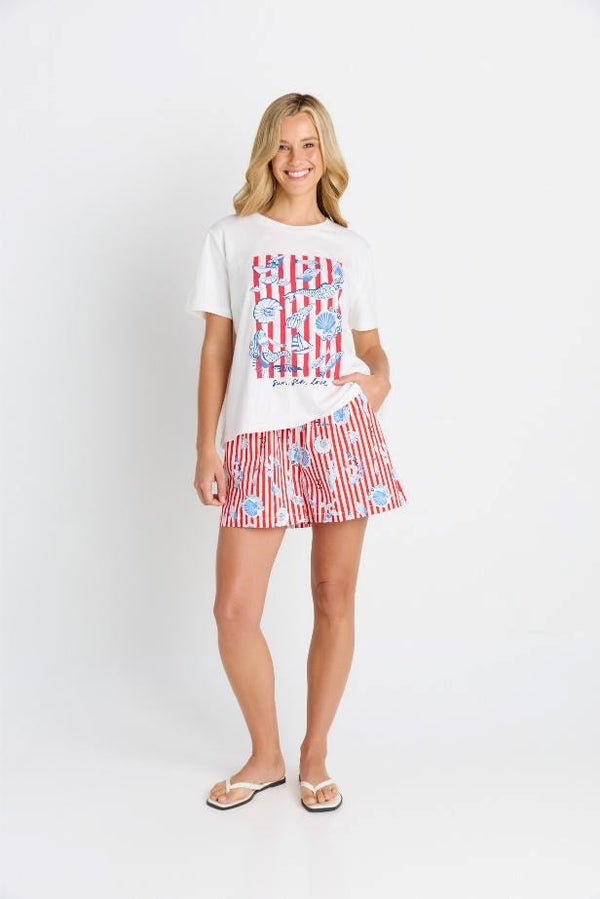 Ellia Crew Tee - Sun, Sea, Love Print