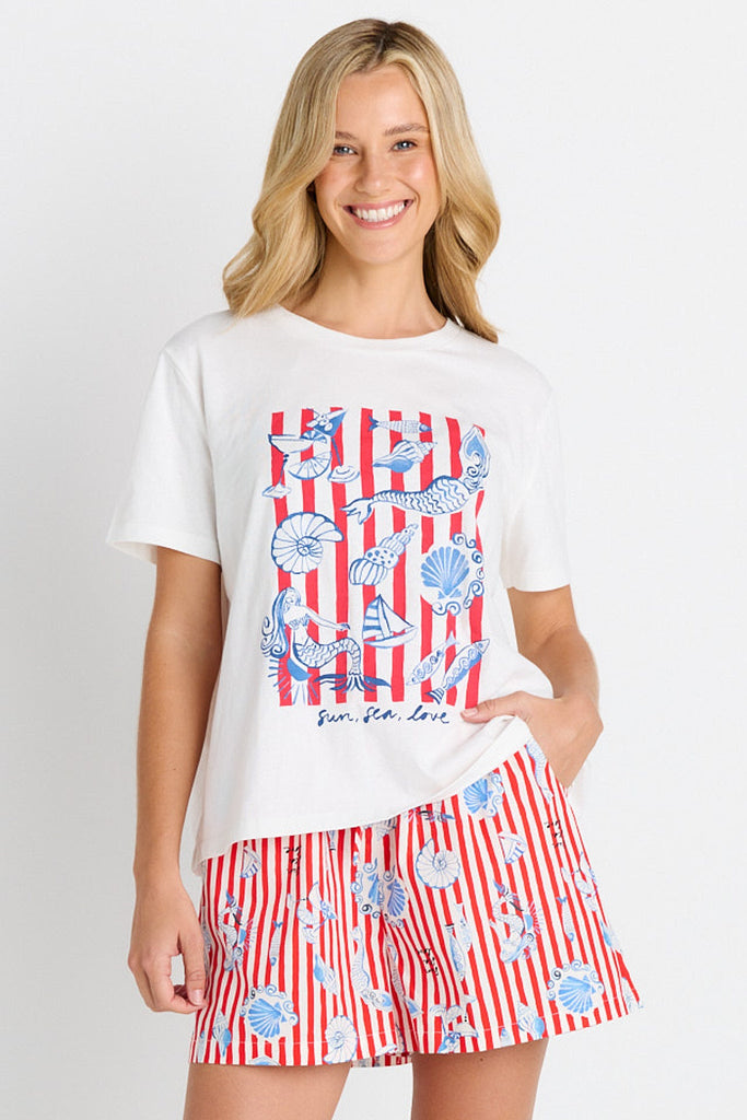 Ellia Crew Tee - Sun, Sea, Love Print
