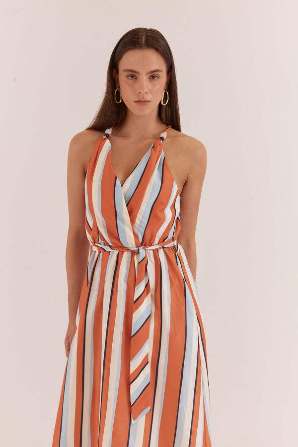 Carlene Twisted Maxi Dress - Multi Stripe Print