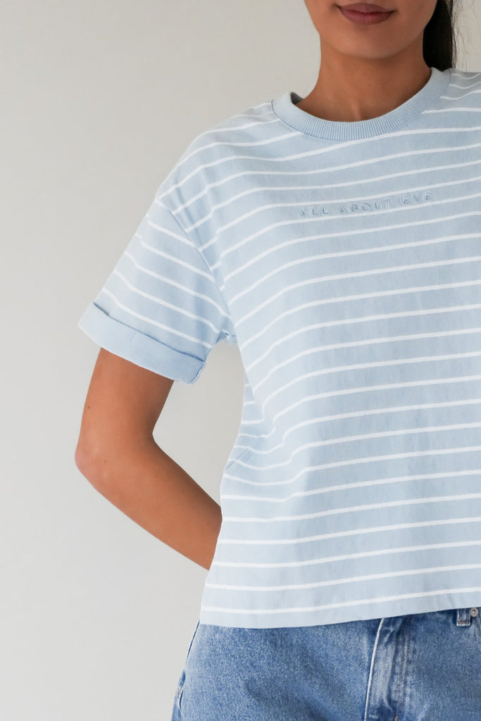 AAE WASHED STRIPE TEE OCEAN BLUE