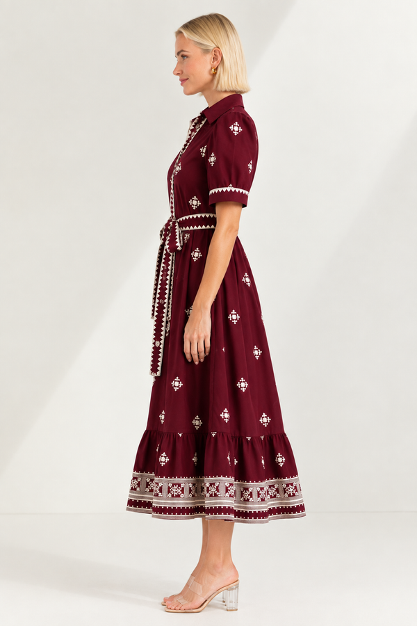 CUBA MIDI DRESS WINE