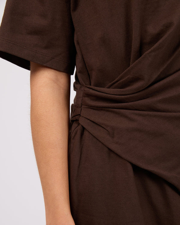 Soho Fold Over Mini Dress Chocolate