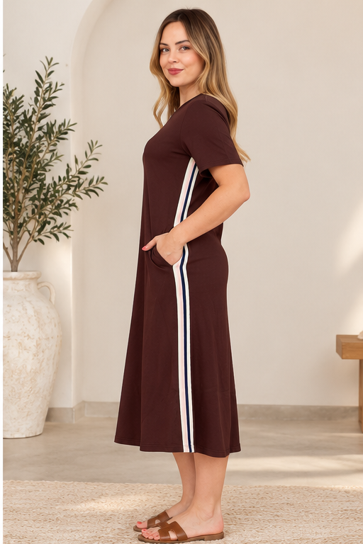 Monaco Sport Midi Dress -Chocolate