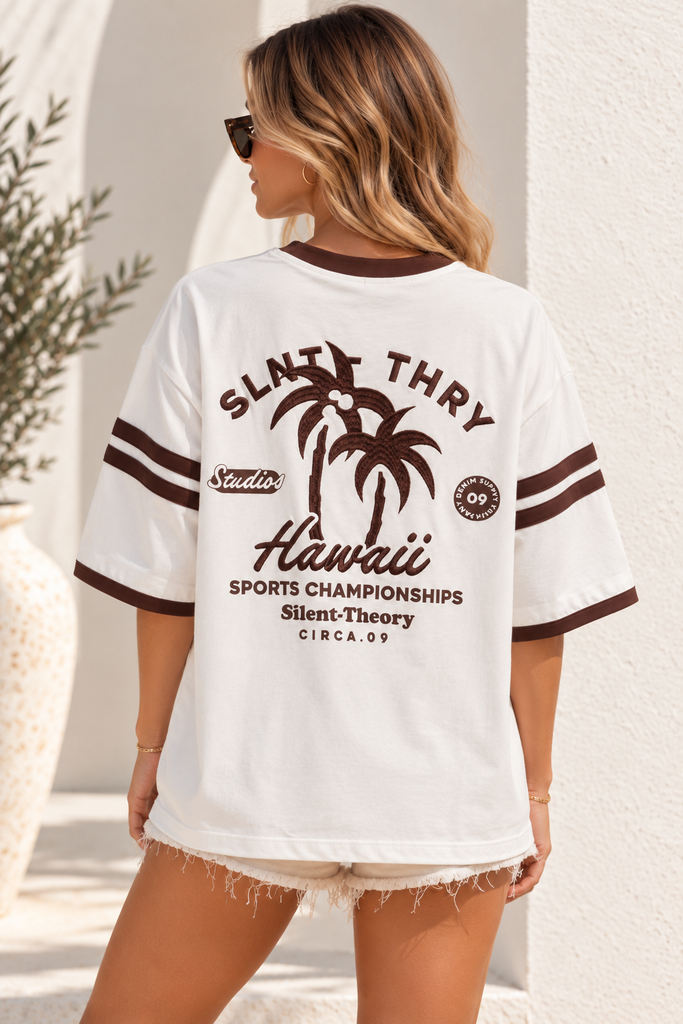 Palm State Oversized Tee-Vintage White