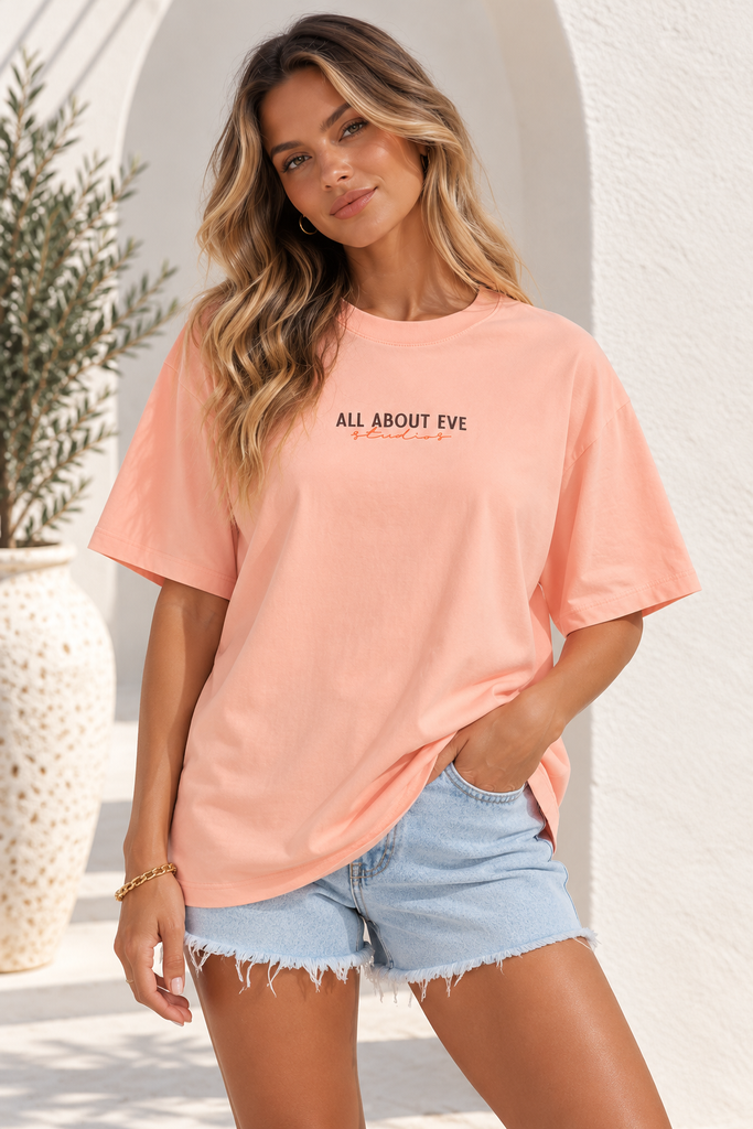Beach Club Relaxed Tee -Peach