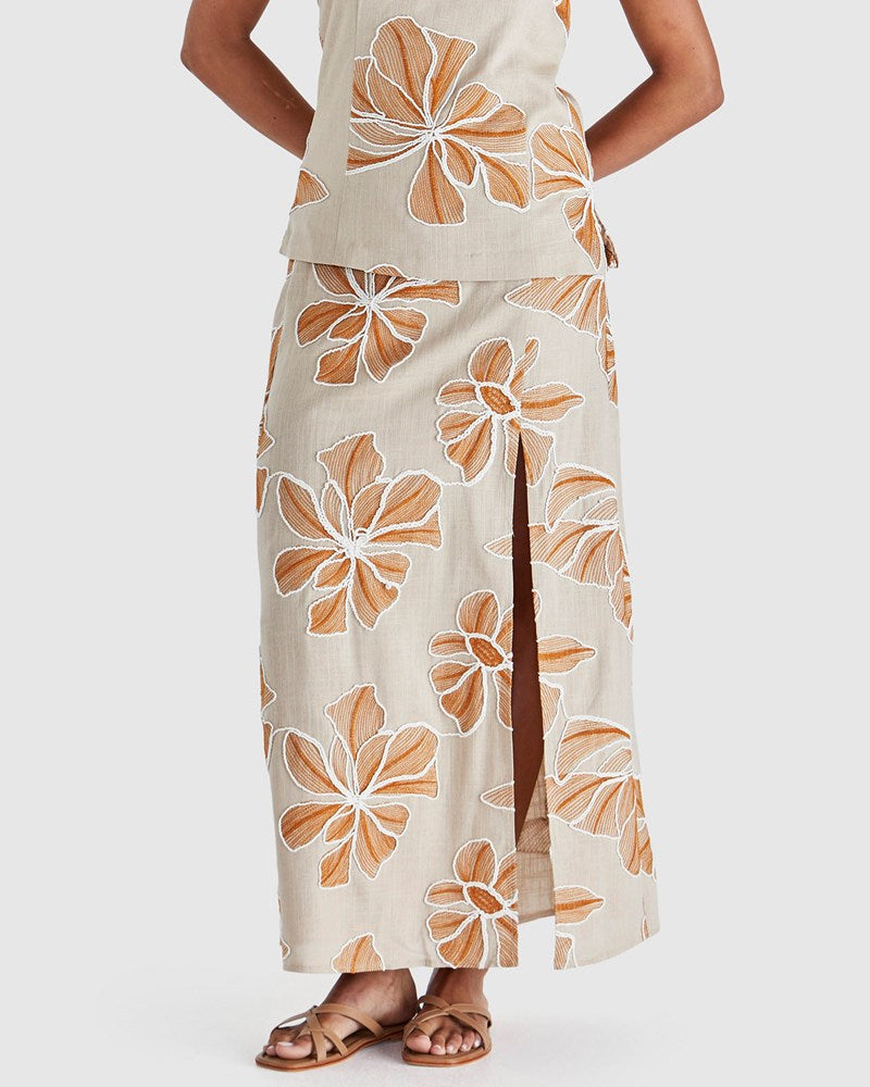 FINLEY SKIRT - TAN/ORANGE