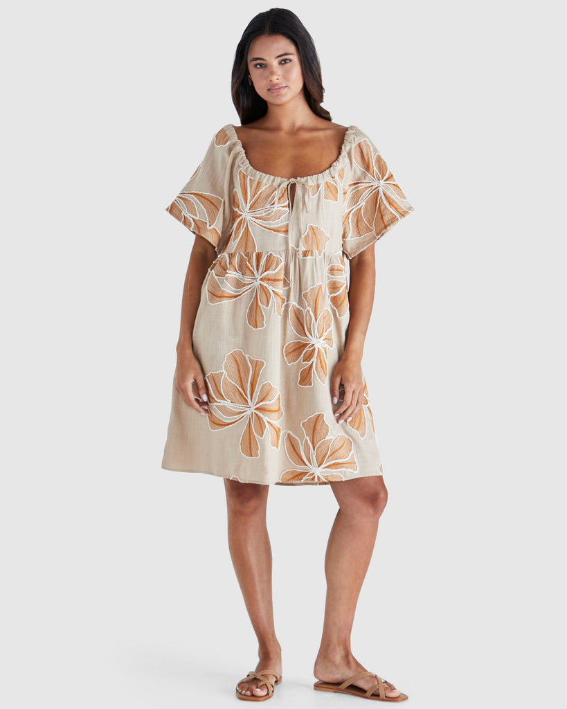 FINLEY MINI DRESS - TAN/ORANGE
