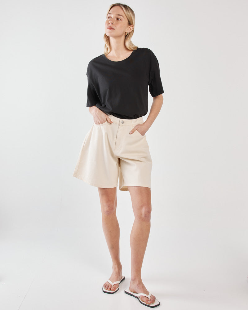 SABINE DENIM SHORTS - PARCHMENT WASH