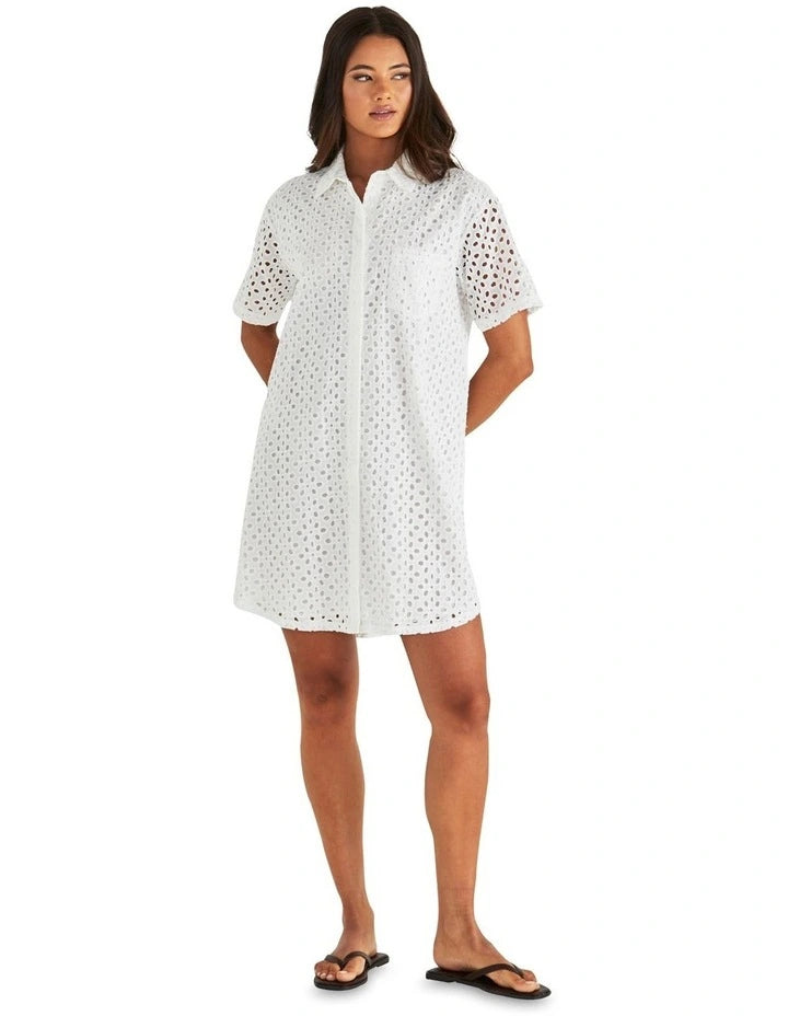 Steva Shirt Dress in Cream