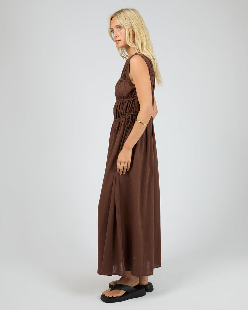 LOU LOU TIE MAXI DRESS BROWN