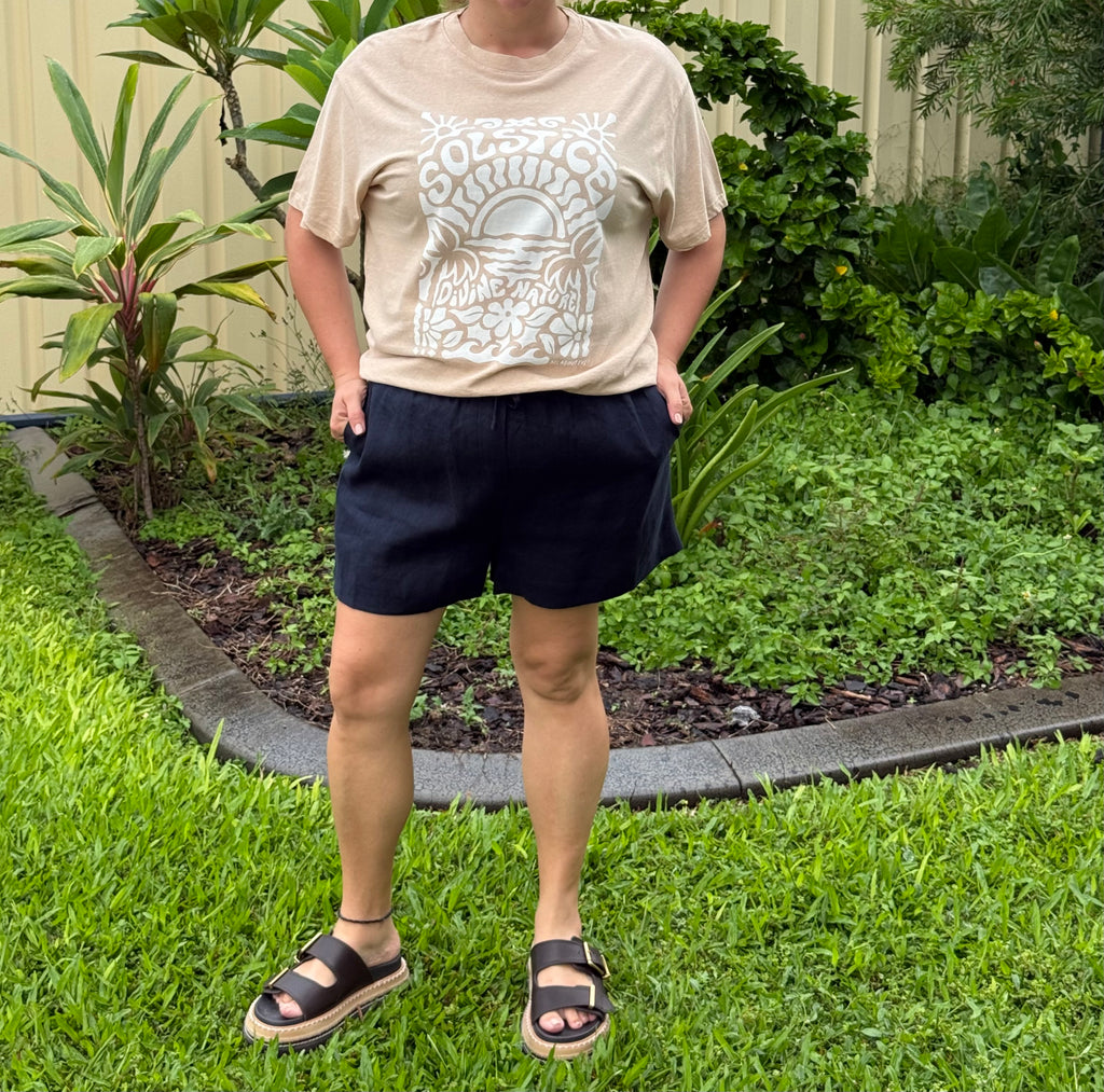 EVIE LINEN SHORTS NAVY