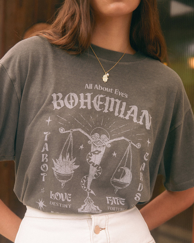 BOHEMIAN OVERSIZED TEE CHARCOAL