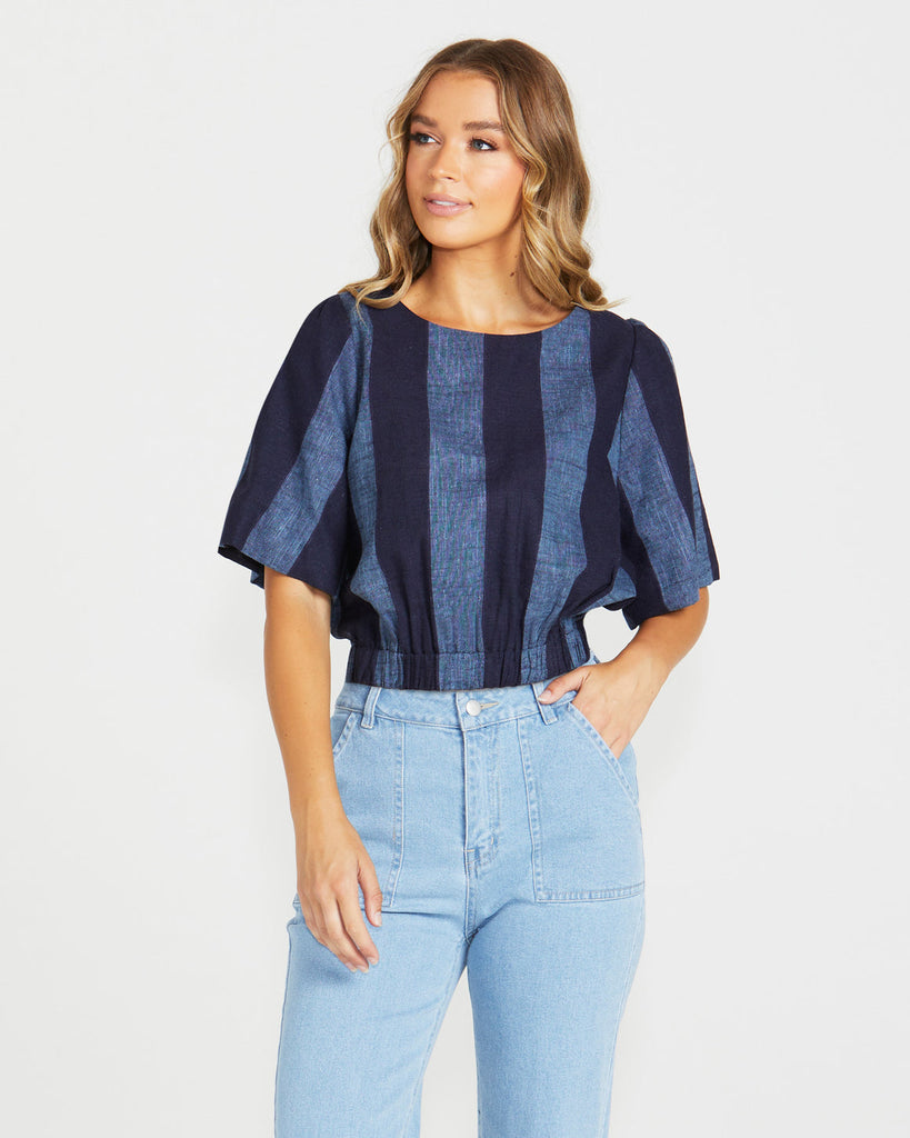 Cailee Top - Navy Stripe