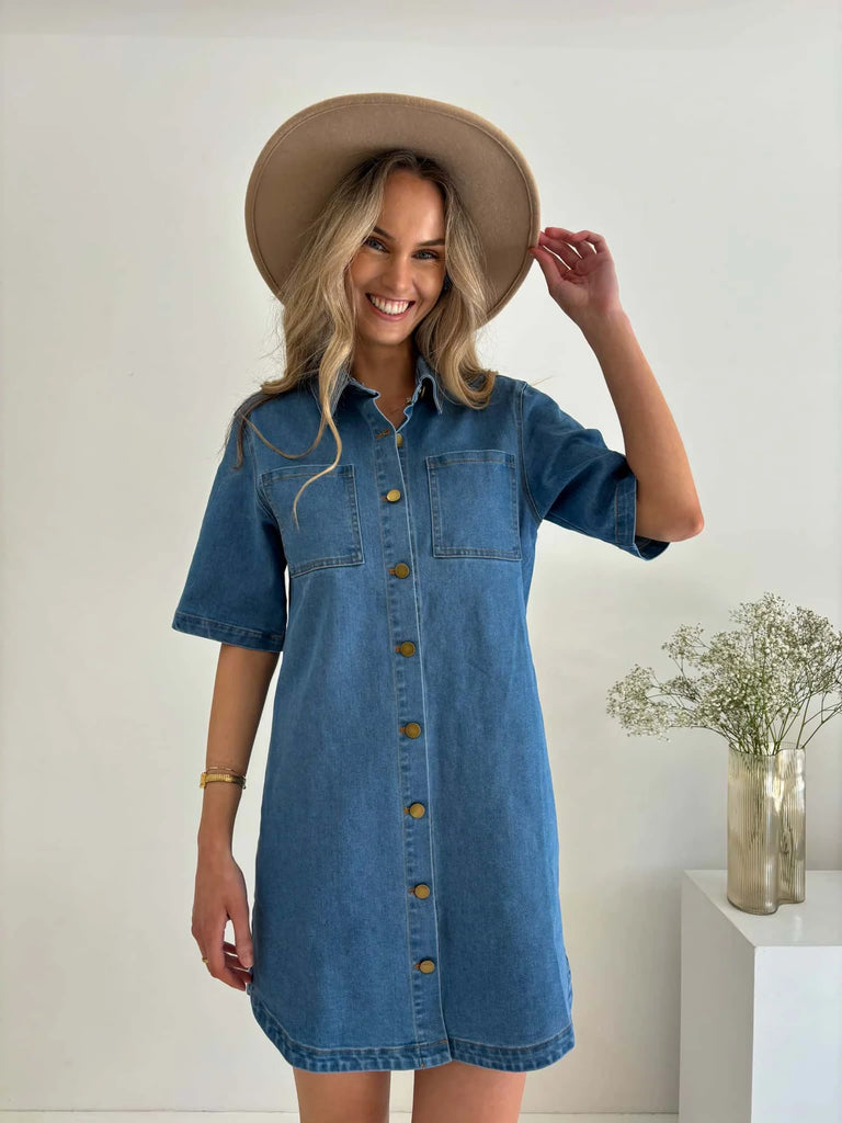 YVES DENIM DRESS - BLUE DENIM