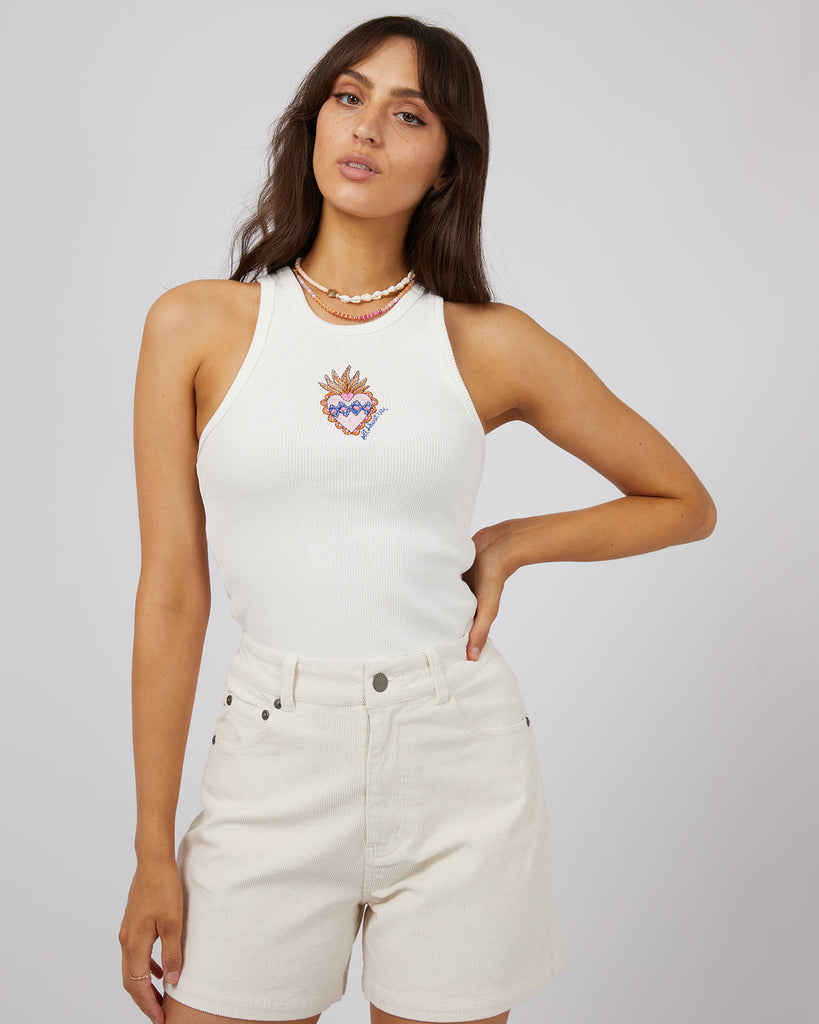 DARIA RIB BABY TANK VINTAGE WHITE