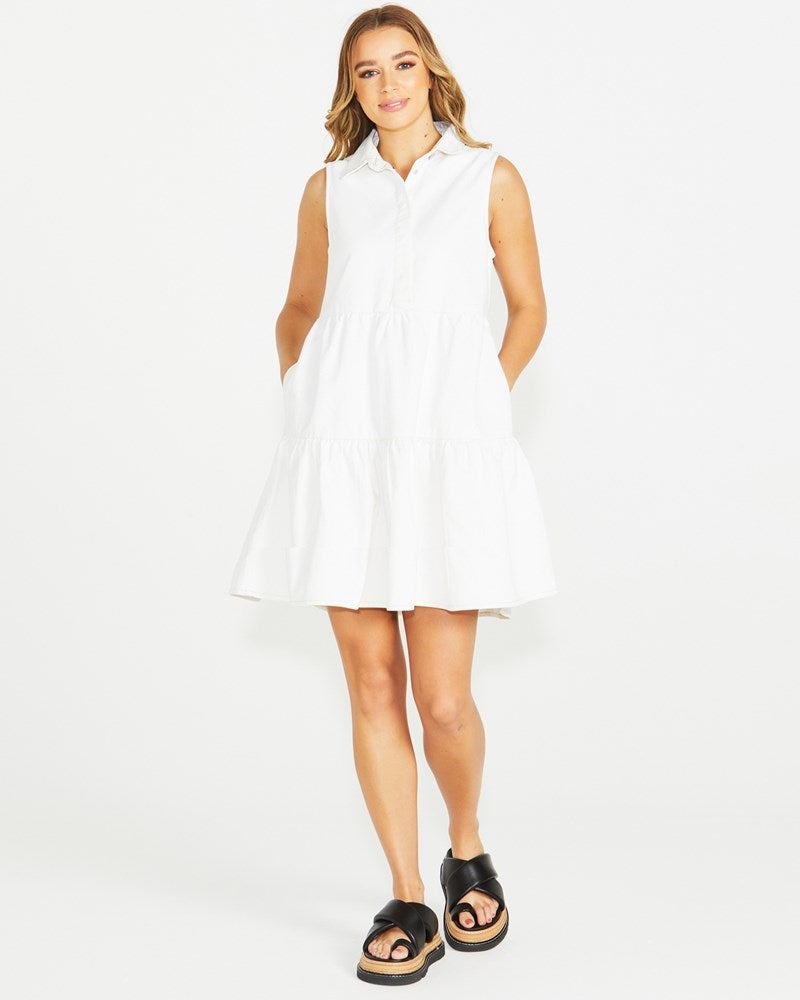 WYATT SLEEVELESS DRESS - WHITE