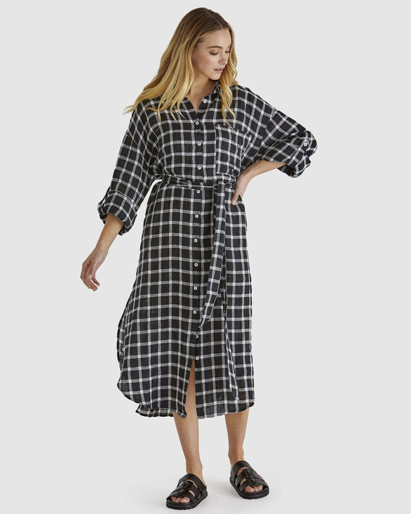 BEAU SHIRT DRESS BLACK CHECK