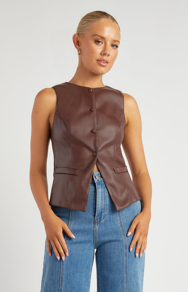 TRNITY FAUX LEATHER VEST