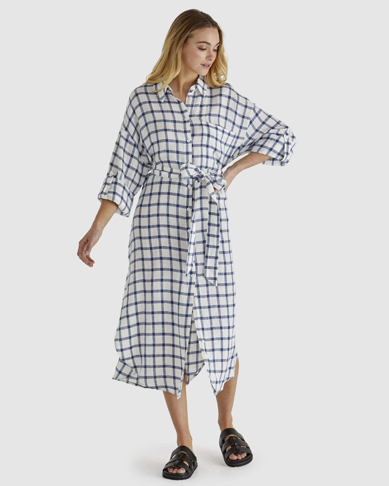 BEAU SHIRT DRESS WHITE CHECK