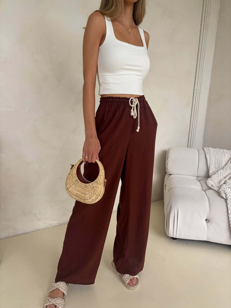 DARWIN  DRAWSTRING PANT - CHESTNUT