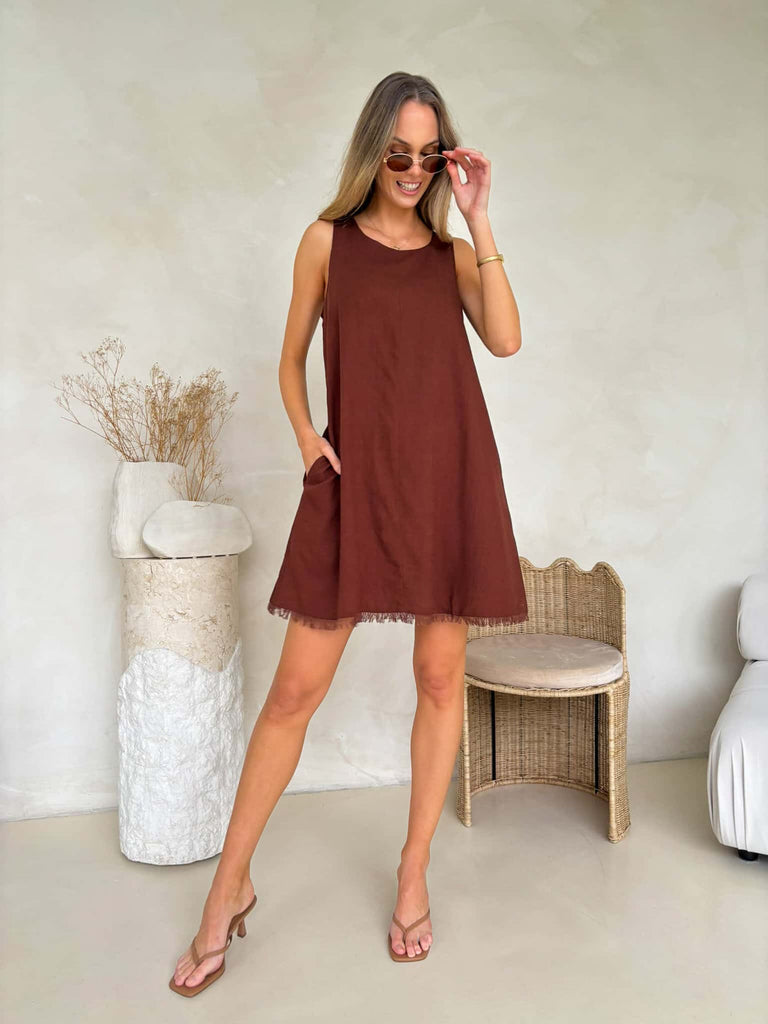 FREYA DRESS - CHESTNUT