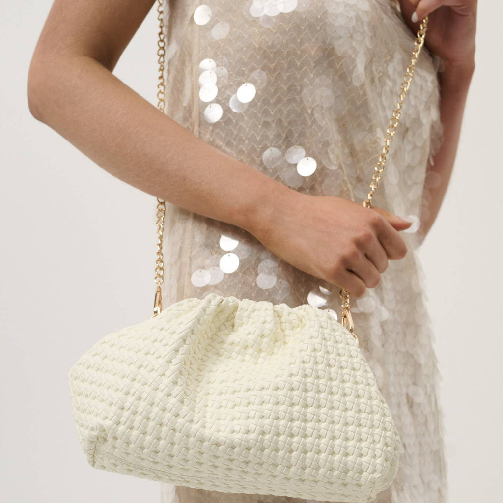 Venetia Woven Clutch Bag in White
