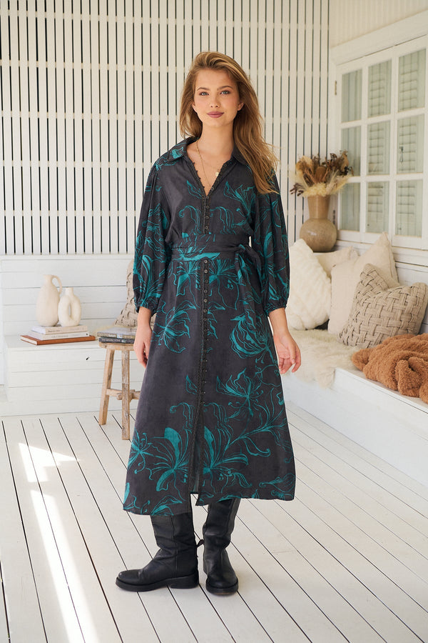 WHITNEY MIDI DRESS - MIDNIGHT LILLY