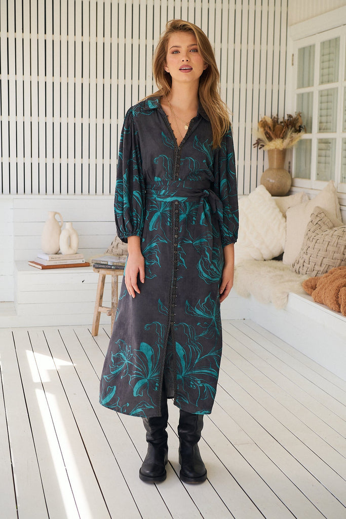 WHITNEY MIDI DRESS - MIDNIGHT LILLY