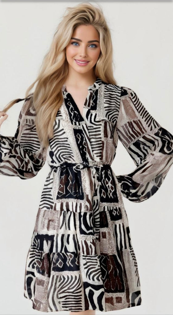 SAMSARA DRESS GEOMETRIC ANIMAL PRINT