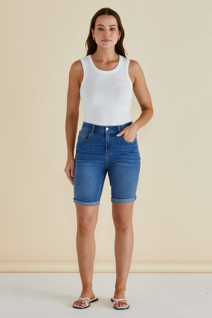 Bonnie Bermuda Denim - Indigo Blue Mix